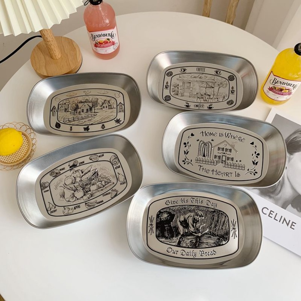 2PCS Vintage American Tin Tray - Food And Snacks For Picnic recension och pris