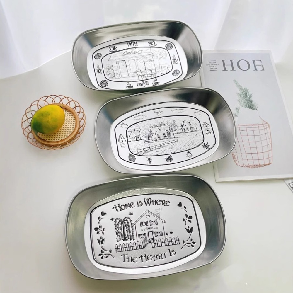 2PCS Vintage American Tin Tray - Food And Snacks For Picnic recension och pris