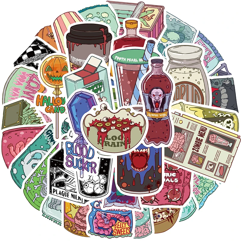 50PCS Zombie Food Stickers Cut - Zombie Snacks recension och pris