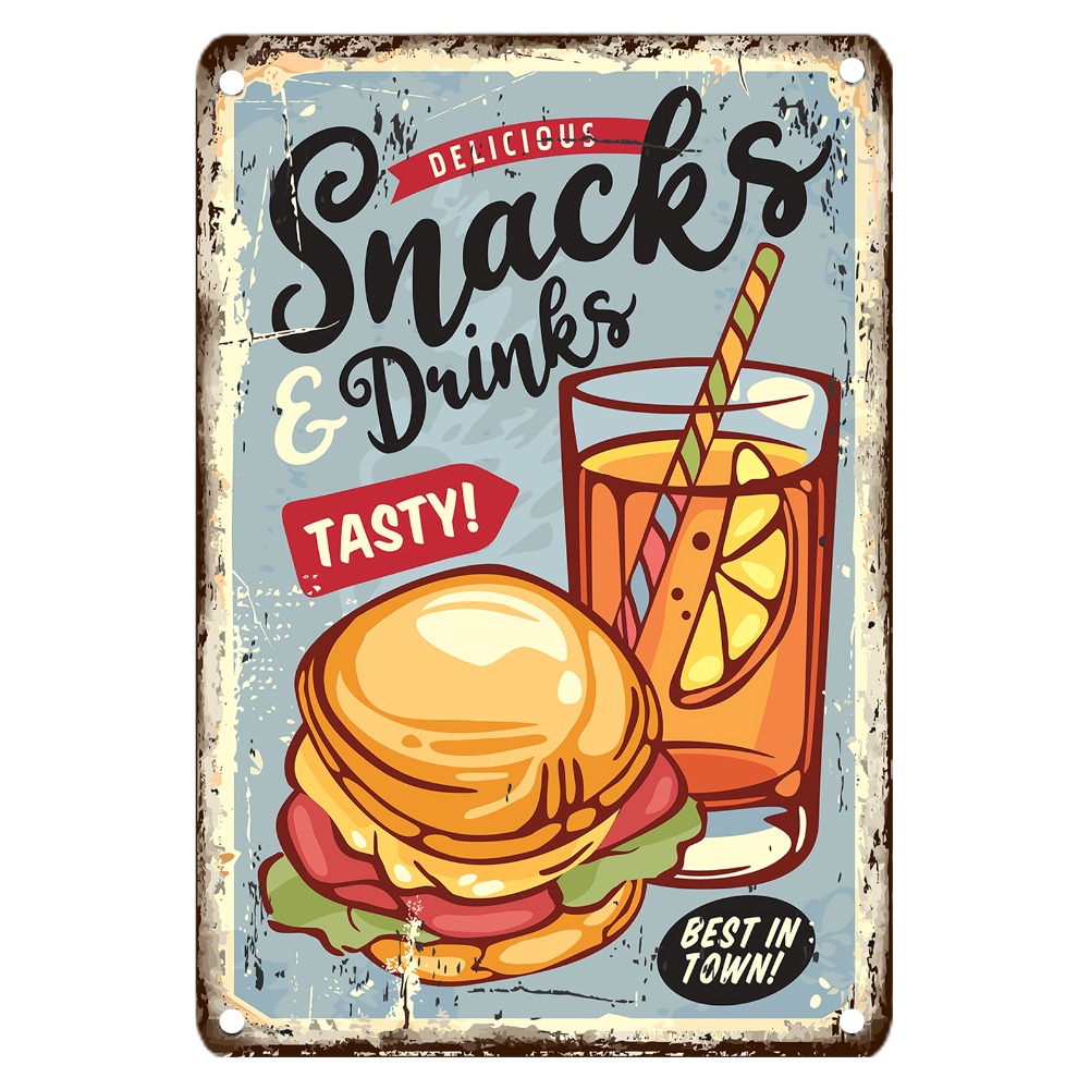 Vintage Food Metal Sign, 12x8  - Food Snacks Easy recension och pris