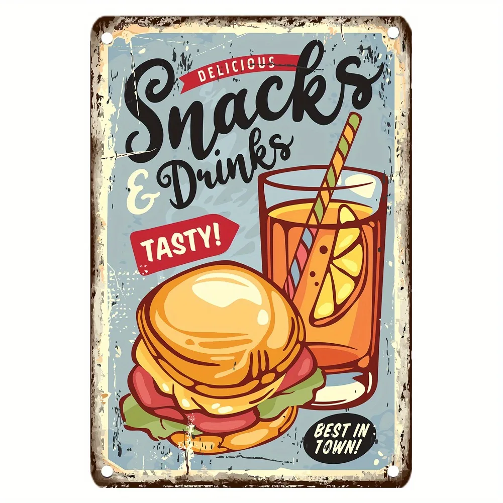 Vintage Food Metal Sign, 12x8  - Food Snacks Easy recension och pris